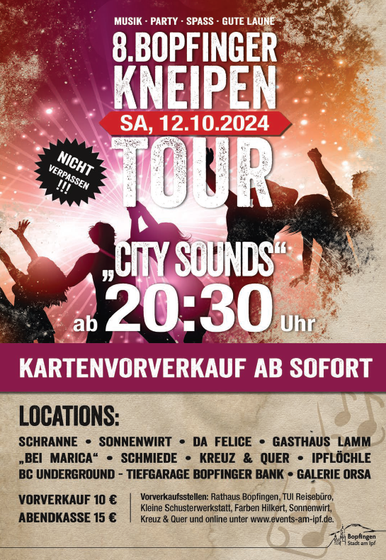 Plakat Kneipen-Tour City Sounds 2024